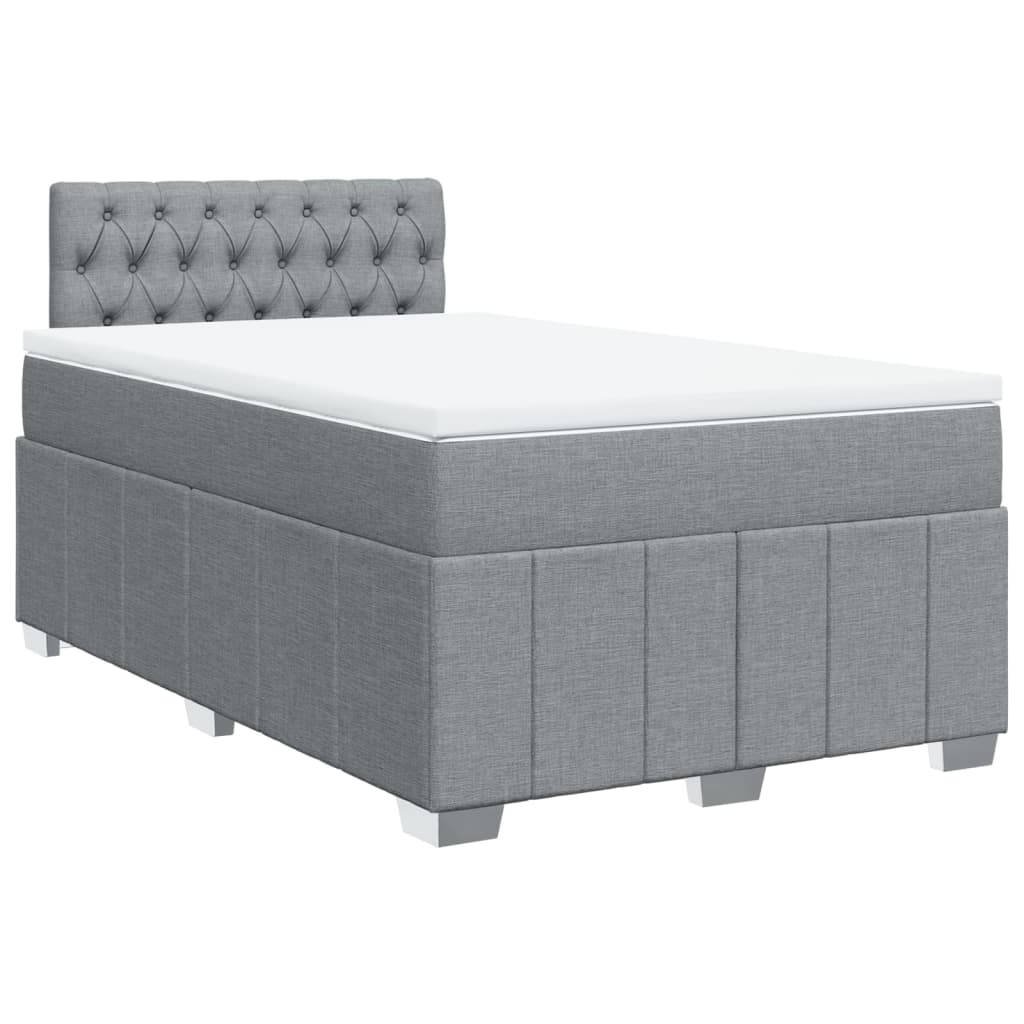 Κρεβάτι Boxspring με Στρώμα Ανοιχτό Γκρι 120x200 εκ. Υφασμάτινο - Pakobazaar