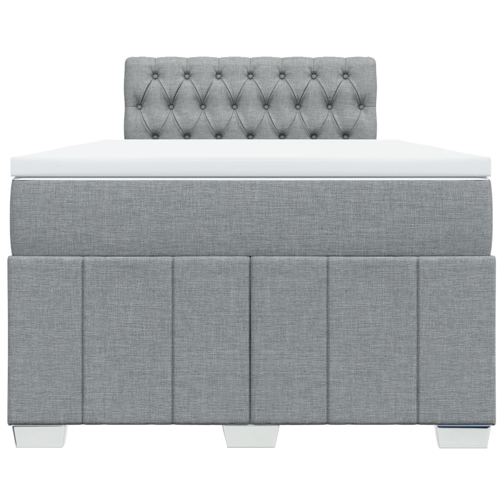 Κρεβάτι Boxspring με Στρώμα Ανοιχτό Γκρι 120x200 εκ. Υφασμάτινο - Pakobazaar