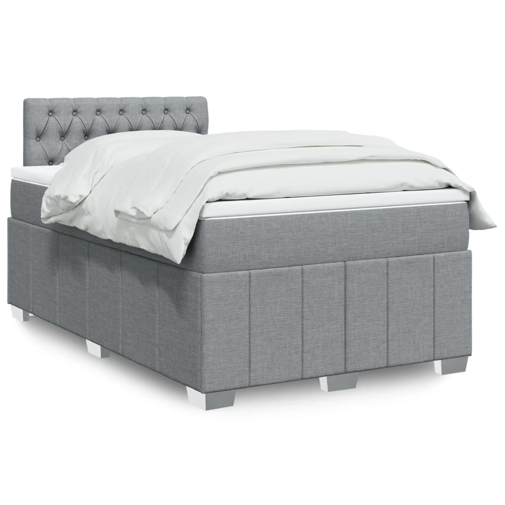 Κρεβάτι Boxspring με Στρώμα Ανοιχτό Γκρι 120x200 εκ. Υφασμάτινο - Pakobazaar