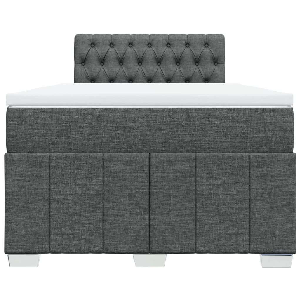 Κρεβάτι Boxspring με Στρώμα Σκούρο Γκρι 120x200 εκ. Υφασμάτινο - Pakobazaar