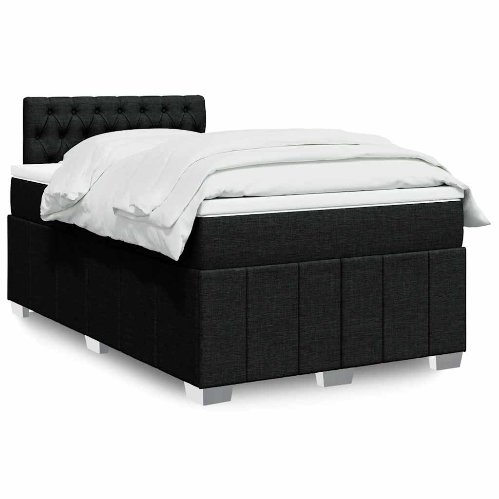 Κρεβάτι Boxspring με Στρώμα Μαύρο 120x200 εκ. Υφασμάτινο - Pakobazaar