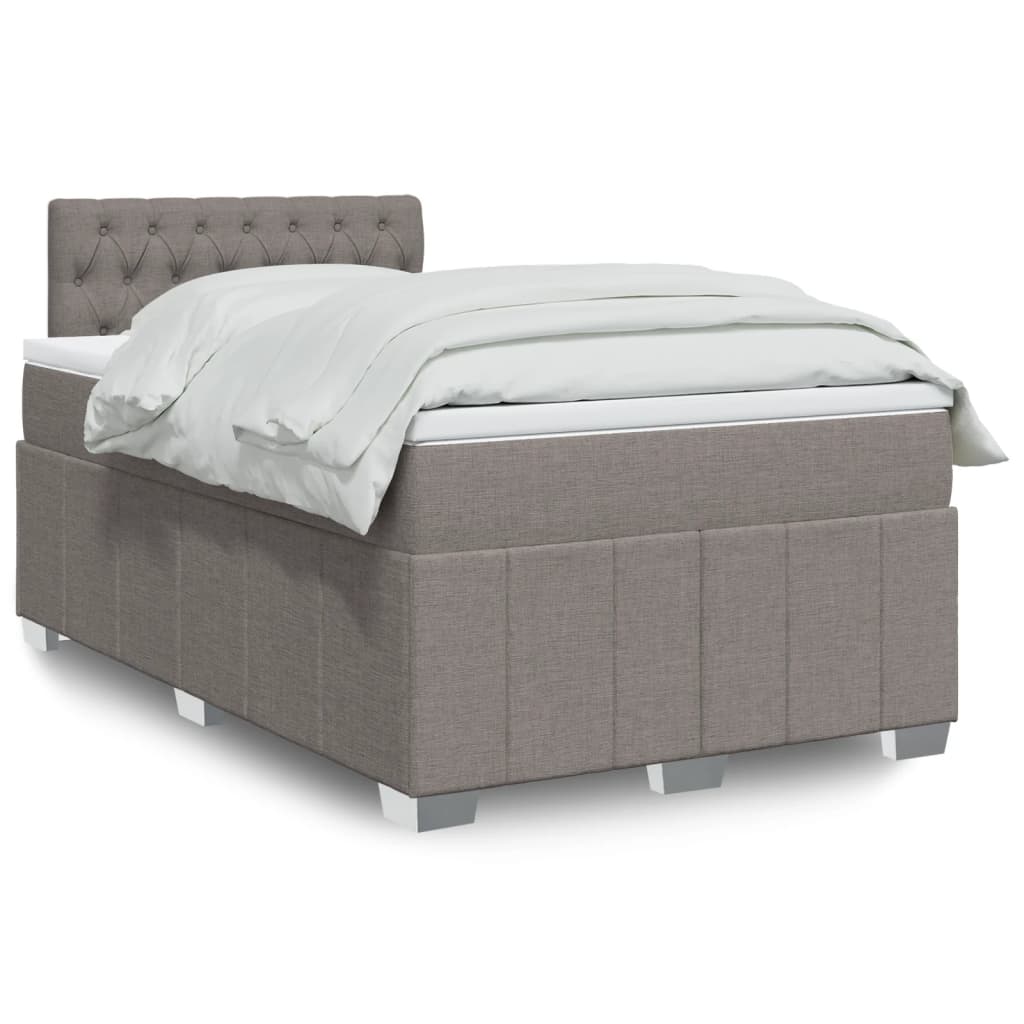 Κρεβάτι Boxspring με Στρώμα Taupe 120x200 εκ. Υφασμάτινο - Pakobazaar