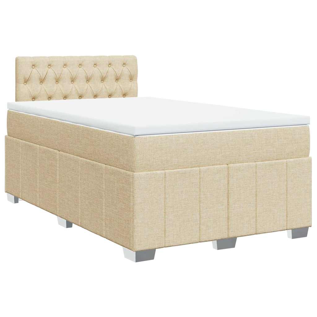 Κρεβάτι Boxspring με Στρώμα Κρεμ 120x200 εκ. Υφασμάτινο - Pakobazaar