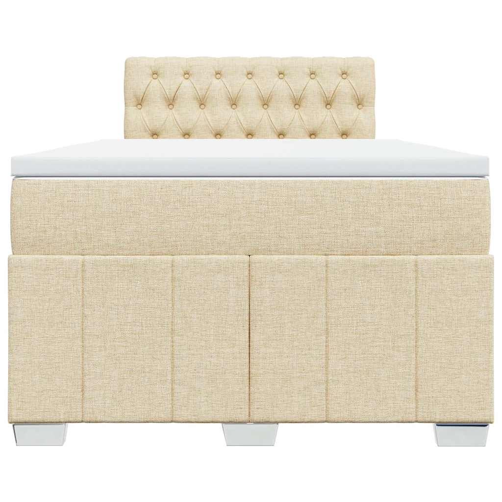 Κρεβάτι Boxspring με Στρώμα Κρεμ 120x200 εκ. Υφασμάτινο - Pakobazaar
