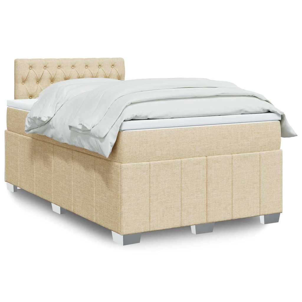 Κρεβάτι Boxspring με Στρώμα Κρεμ 120x200 εκ. Υφασμάτινο - Pakobazaar