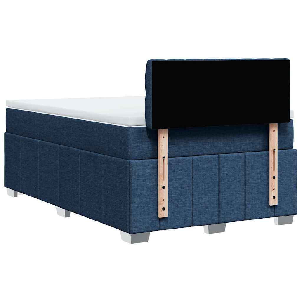 Κρεβάτι Boxspring με Στρώμα Μπλε 120x200 εκ. Υφασμάτινο - Pakobazaar