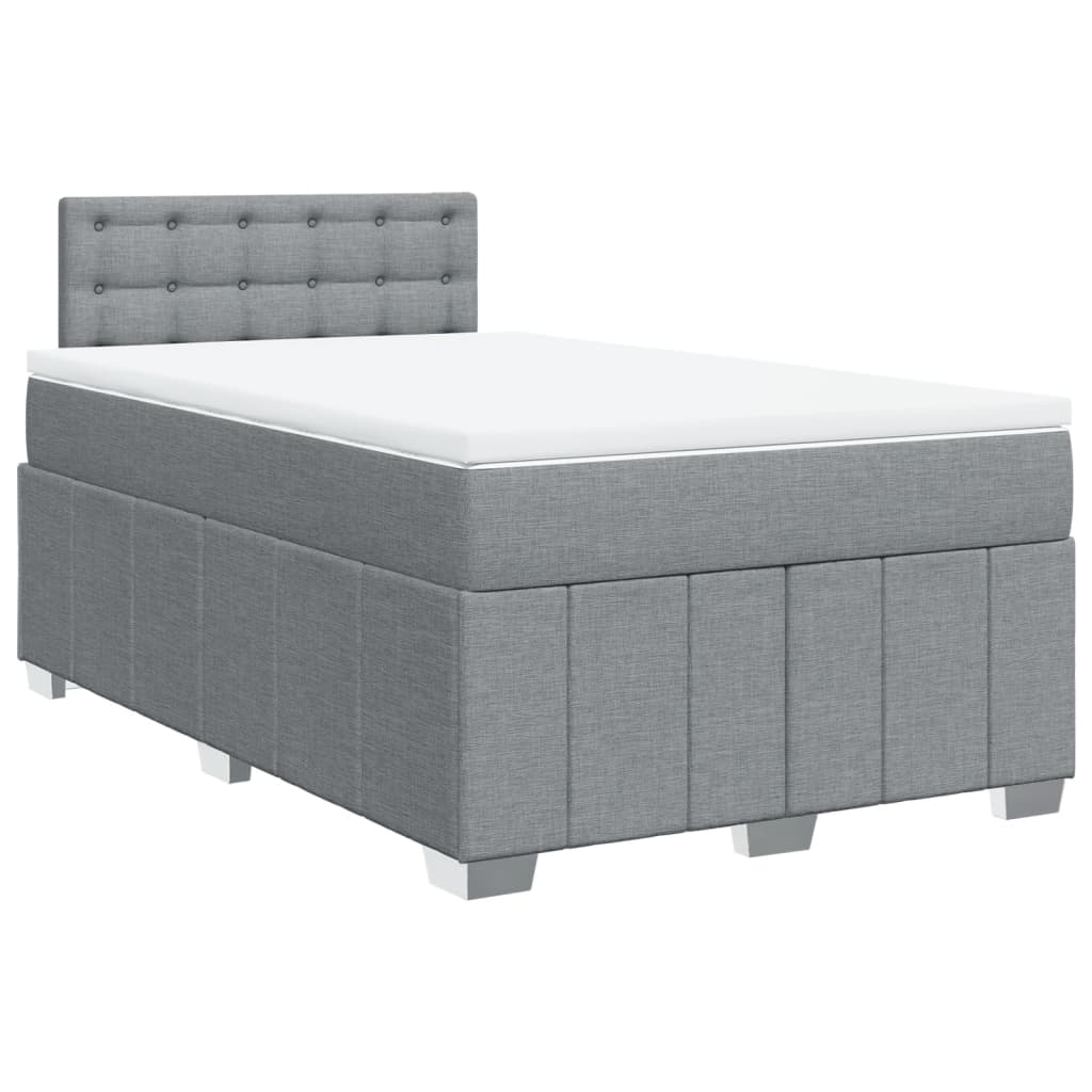 Κρεβάτι Boxspring με Στρώμα Ανοιχτό Γκρι 120x200 εκ. Υφασμάτινο - Pakobazaar