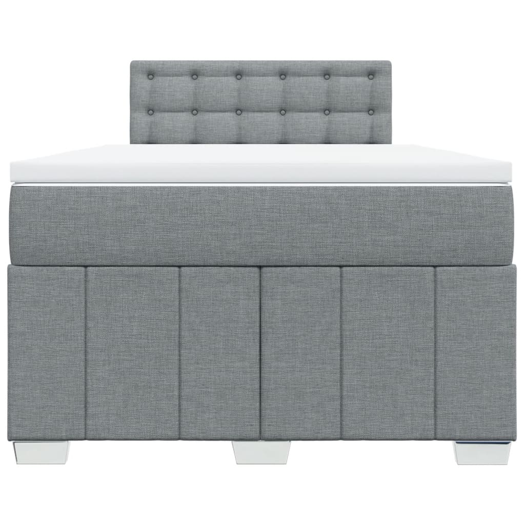 Κρεβάτι Boxspring με Στρώμα Ανοιχτό Γκρι 120x200 εκ. Υφασμάτινο - Pakobazaar