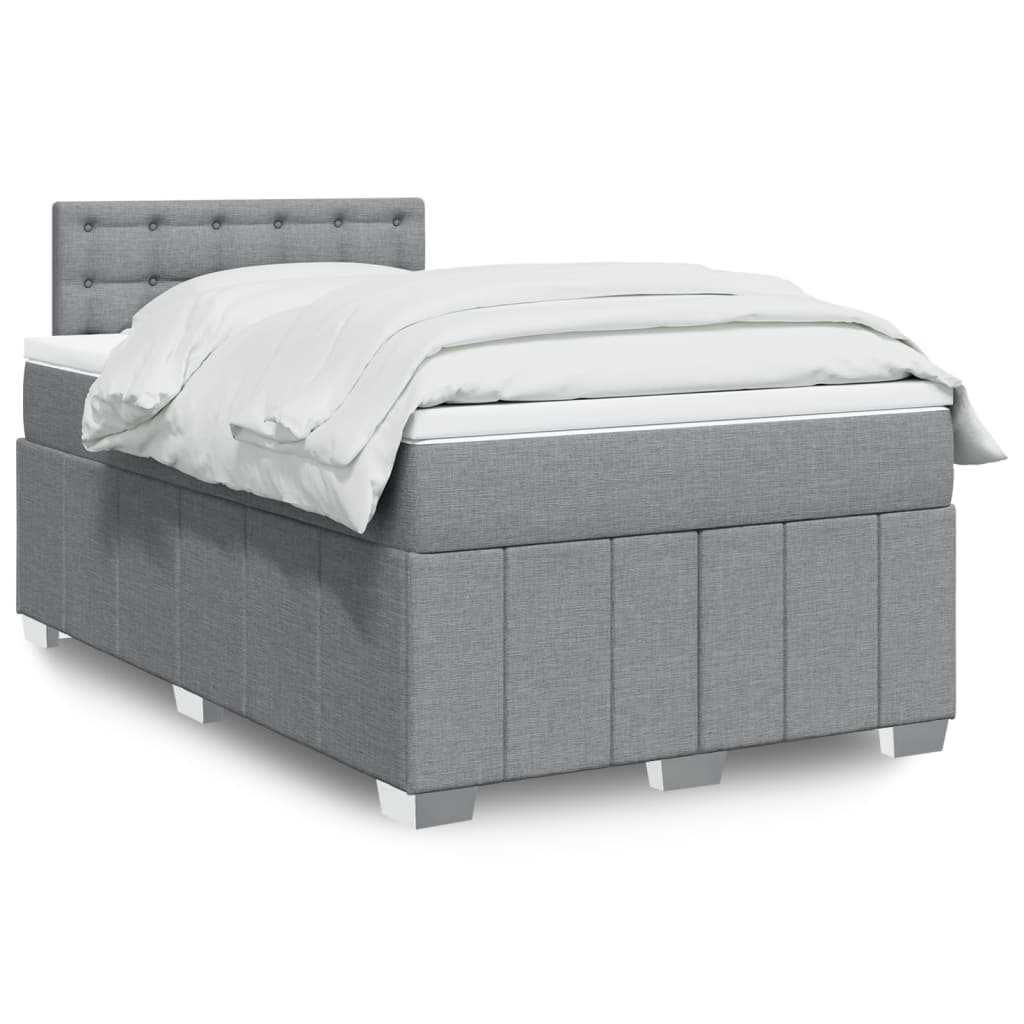Κρεβάτι Boxspring με Στρώμα Ανοιχτό Γκρι 120x200 εκ. Υφασμάτινο - Pakobazaar