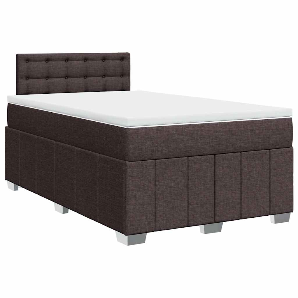 Κρεβάτι Boxspring με Στρώμα Σκούρο Καφέ 120x200 εκ. Υφασμάτινο - Pakobazaar