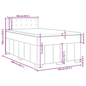 Κρεβάτι Boxspring με Στρώμα Σκούρο Καφέ 120x200 εκ. Υφασμάτινο - Pakobazaar