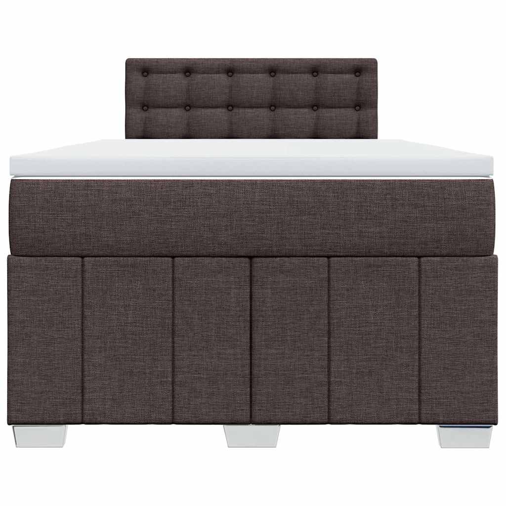 Κρεβάτι Boxspring με Στρώμα Σκούρο Καφέ 120x200 εκ. Υφασμάτινο - Pakobazaar