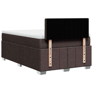 Κρεβάτι Boxspring με Στρώμα Σκούρο Καφέ 120x200 εκ. Υφασμάτινο - Pakobazaar