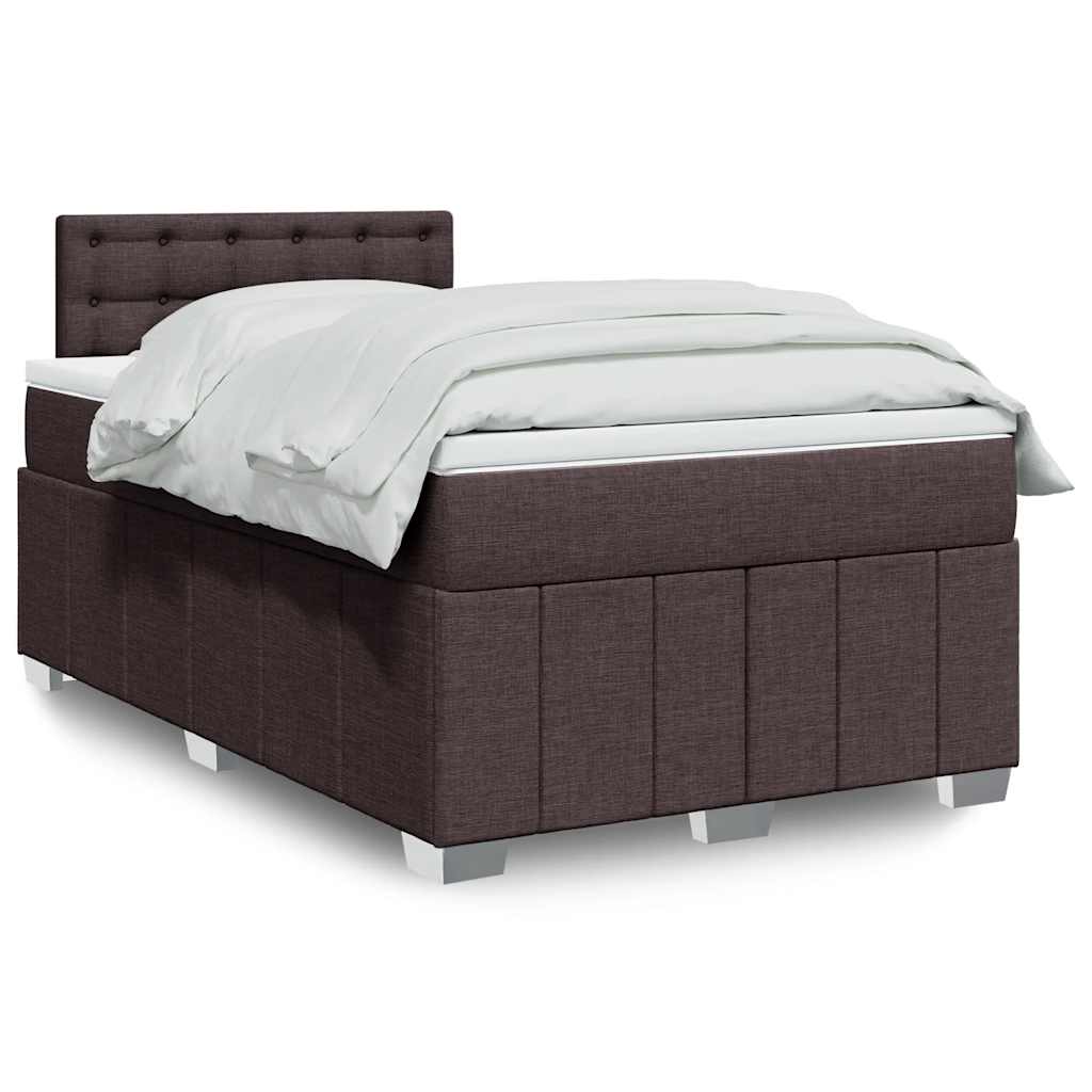 Κρεβάτι Boxspring με Στρώμα Σκούρο Καφέ 120x200 εκ. Υφασμάτινο - Pakobazaar