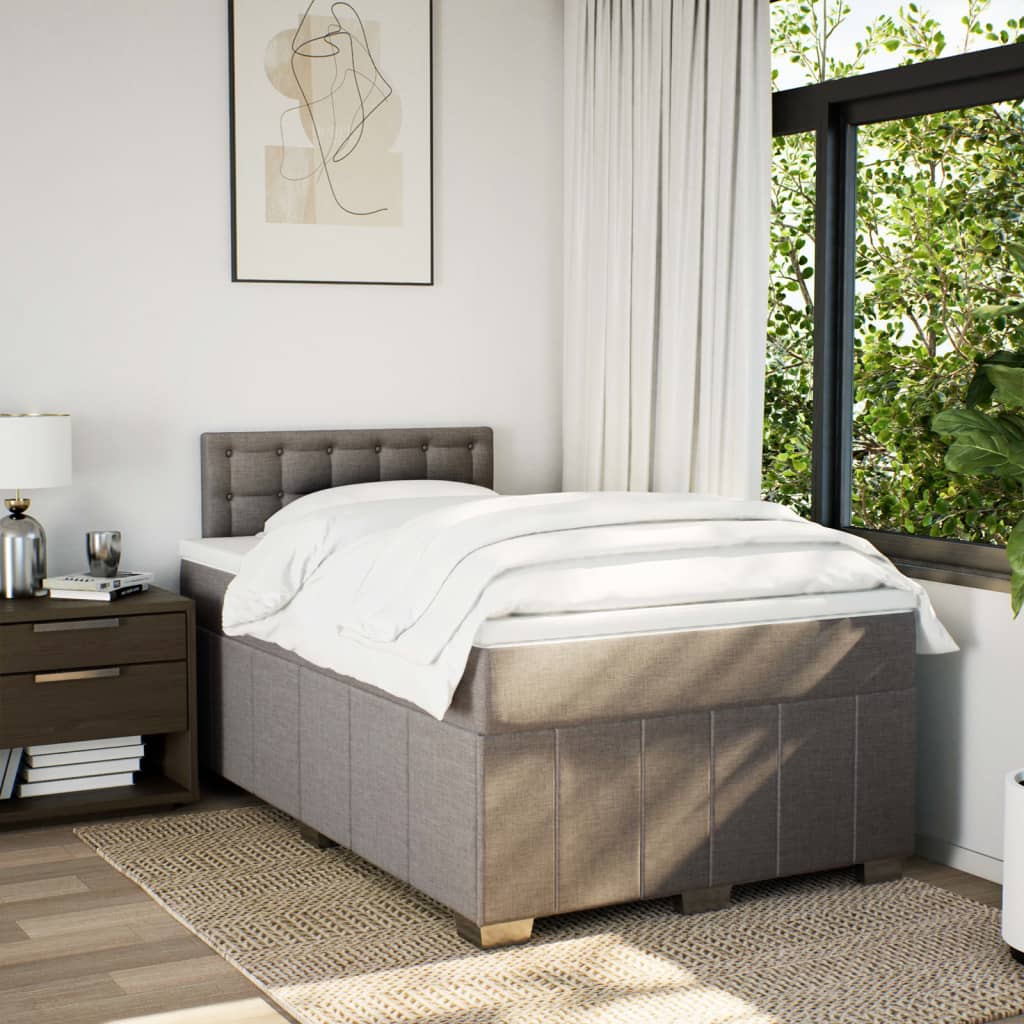 Κρεβάτι Boxspring με Στρώμα Taupe 120x200 εκ. Υφασμάτινο - Pakobazaar