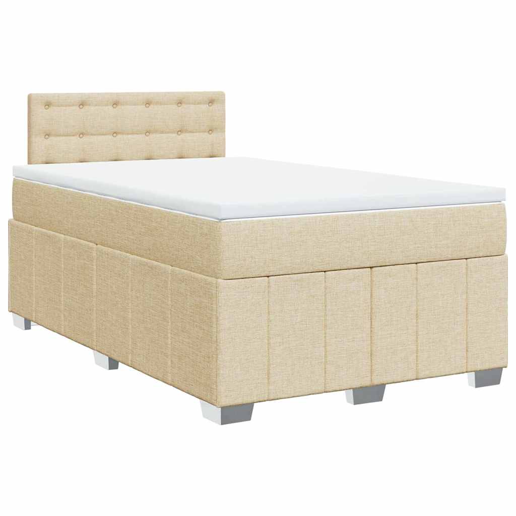 Κρεβάτι Boxspring με Στρώμα Κρεμ 120x200 εκ. Υφασμάτινο - Pakobazaar