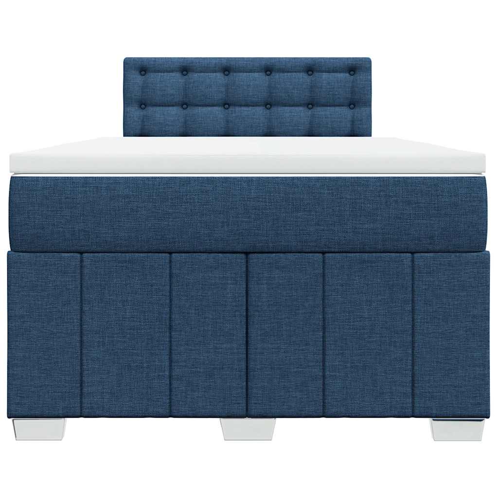 Κρεβάτι Boxspring με Στρώμα Μπλε 120x200 εκ. Υφασμάτινο - Pakobazaar