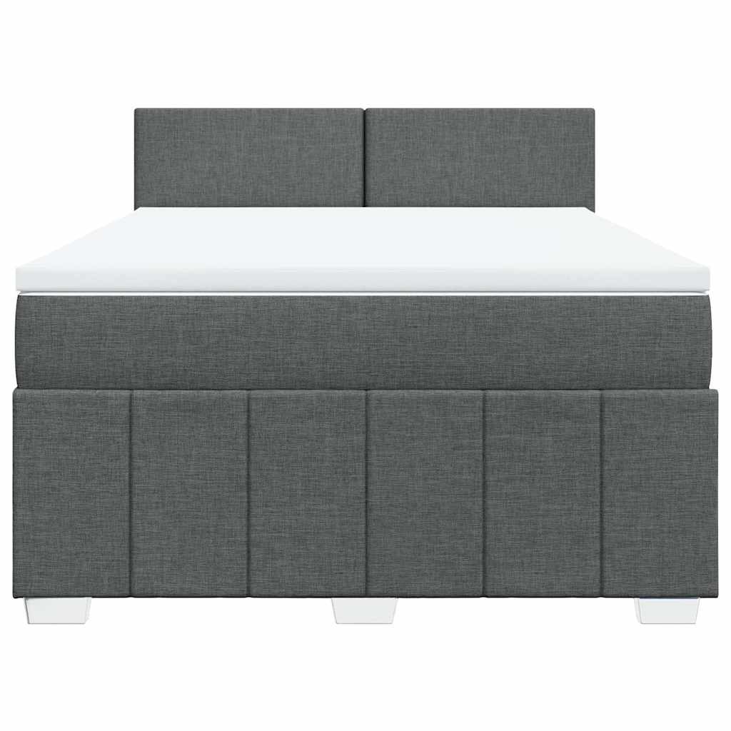Κρεβάτι Boxspring με Στρώμα Σκούρο Γκρι 140x190 εκ. Υφασμάτινο - Pakobazaar