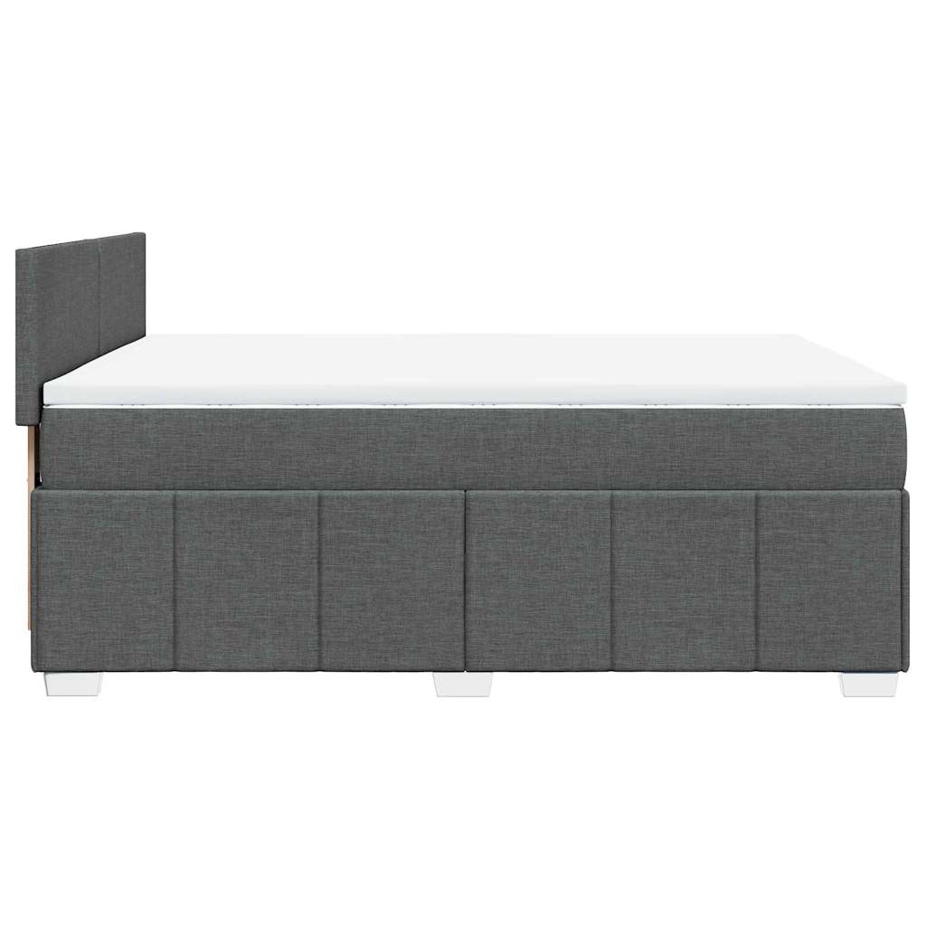 Κρεβάτι Boxspring με Στρώμα Σκούρο Γκρι 140x190 εκ. Υφασμάτινο - Pakobazaar