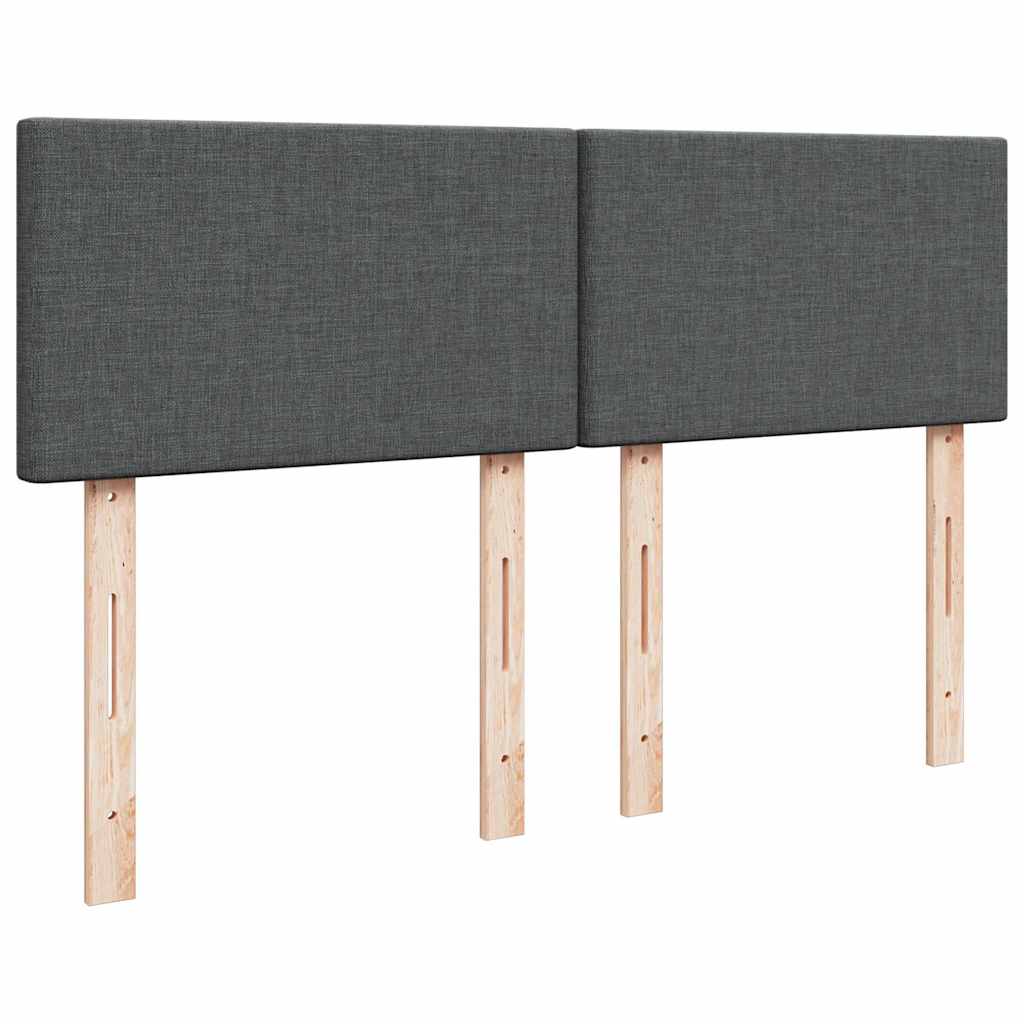 Κρεβάτι Boxspring με Στρώμα Σκούρο Γκρι 140x190 εκ. Υφασμάτινο - Pakobazaar