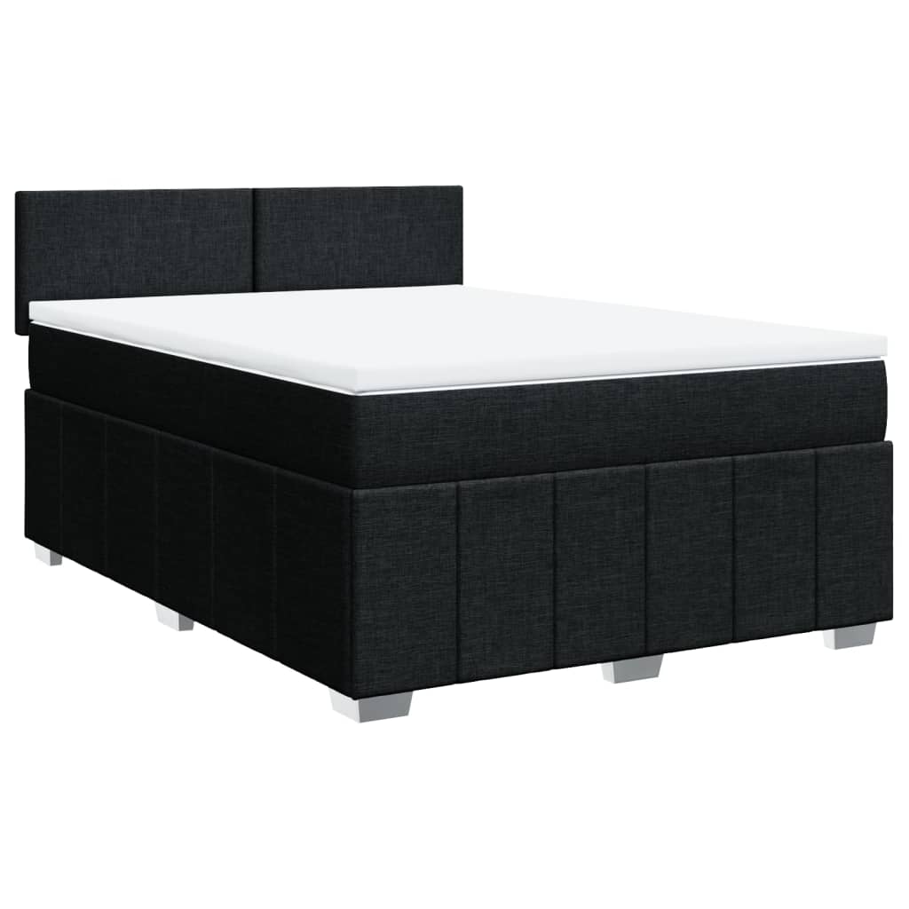 Κρεβάτι Boxspring με Στρώμα Μαύρο 140x190 εκ. Υφασμάτινο - Pakobazaar