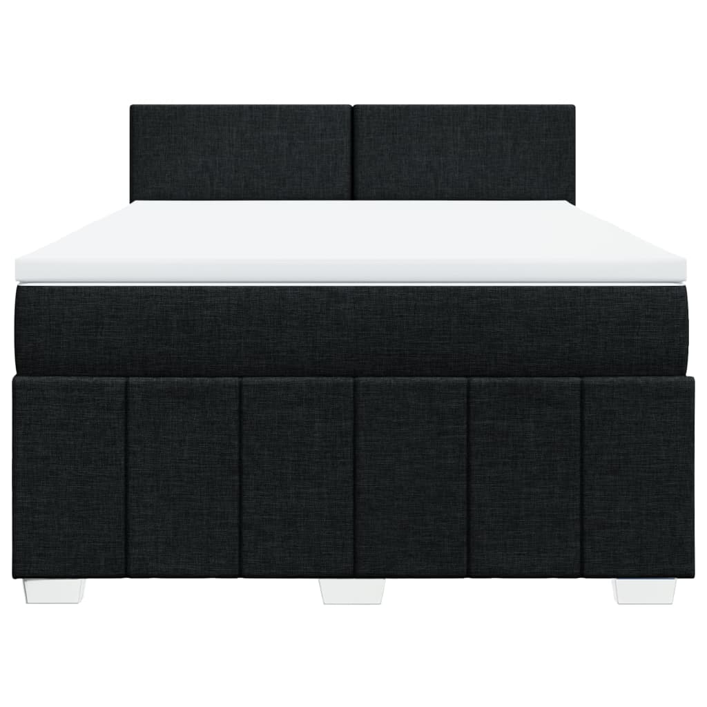 Κρεβάτι Boxspring με Στρώμα Μαύρο 140x190 εκ. Υφασμάτινο - Pakobazaar