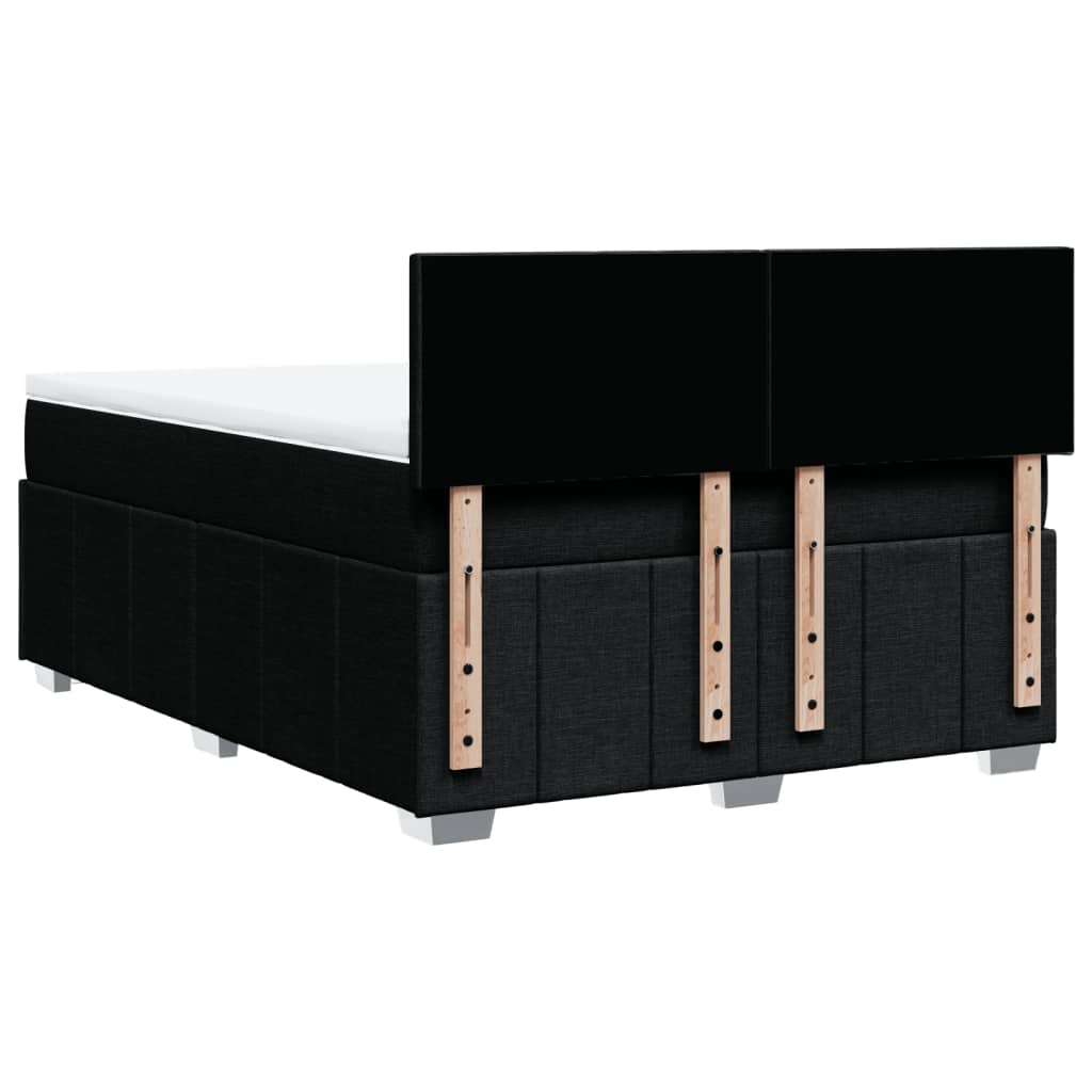 Κρεβάτι Boxspring με Στρώμα Μαύρο 140x190 εκ. Υφασμάτινο - Pakobazaar