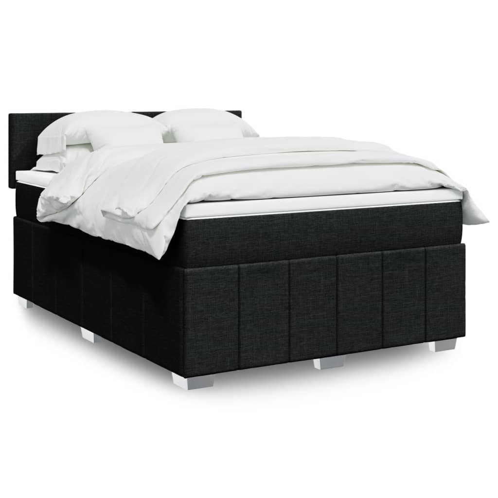 Κρεβάτι Boxspring με Στρώμα Μαύρο 140x190 εκ. Υφασμάτινο - Pakobazaar