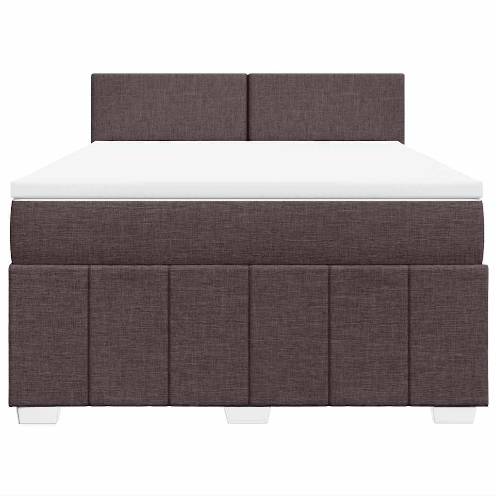Κρεβάτι Boxspring με Στρώμα Σκούρο Καφέ 140x190 εκ. Υφασμάτινο