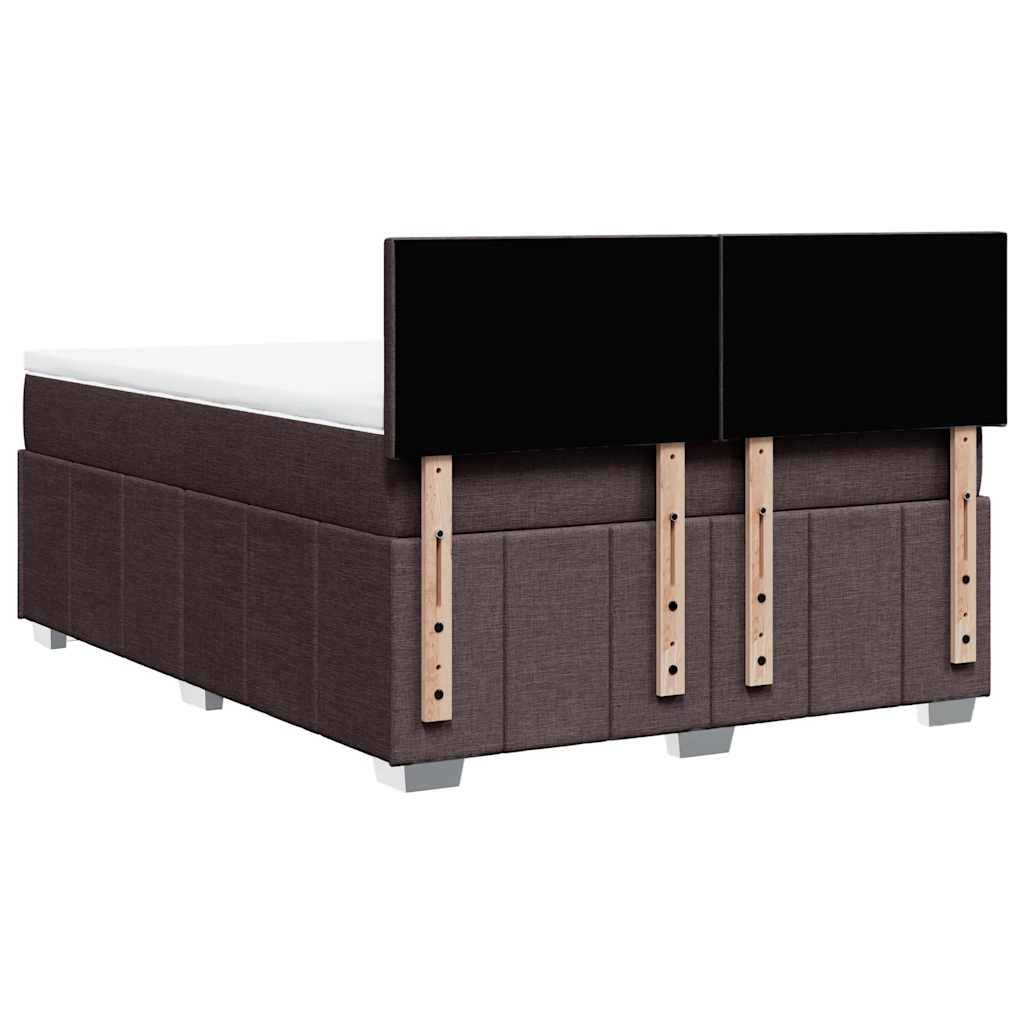 Κρεβάτι Boxspring με Στρώμα Σκούρο Καφέ 140x190 εκ. Υφασμάτινο