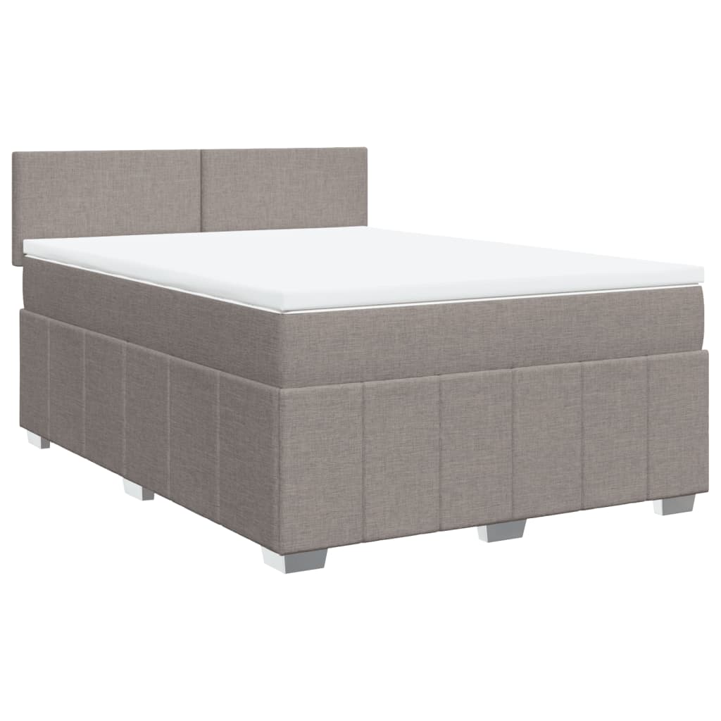 Κρεβάτι Boxspring με Στρώμα Taupe 140x190 εκ. Υφασμάτινο - Pakobazaar