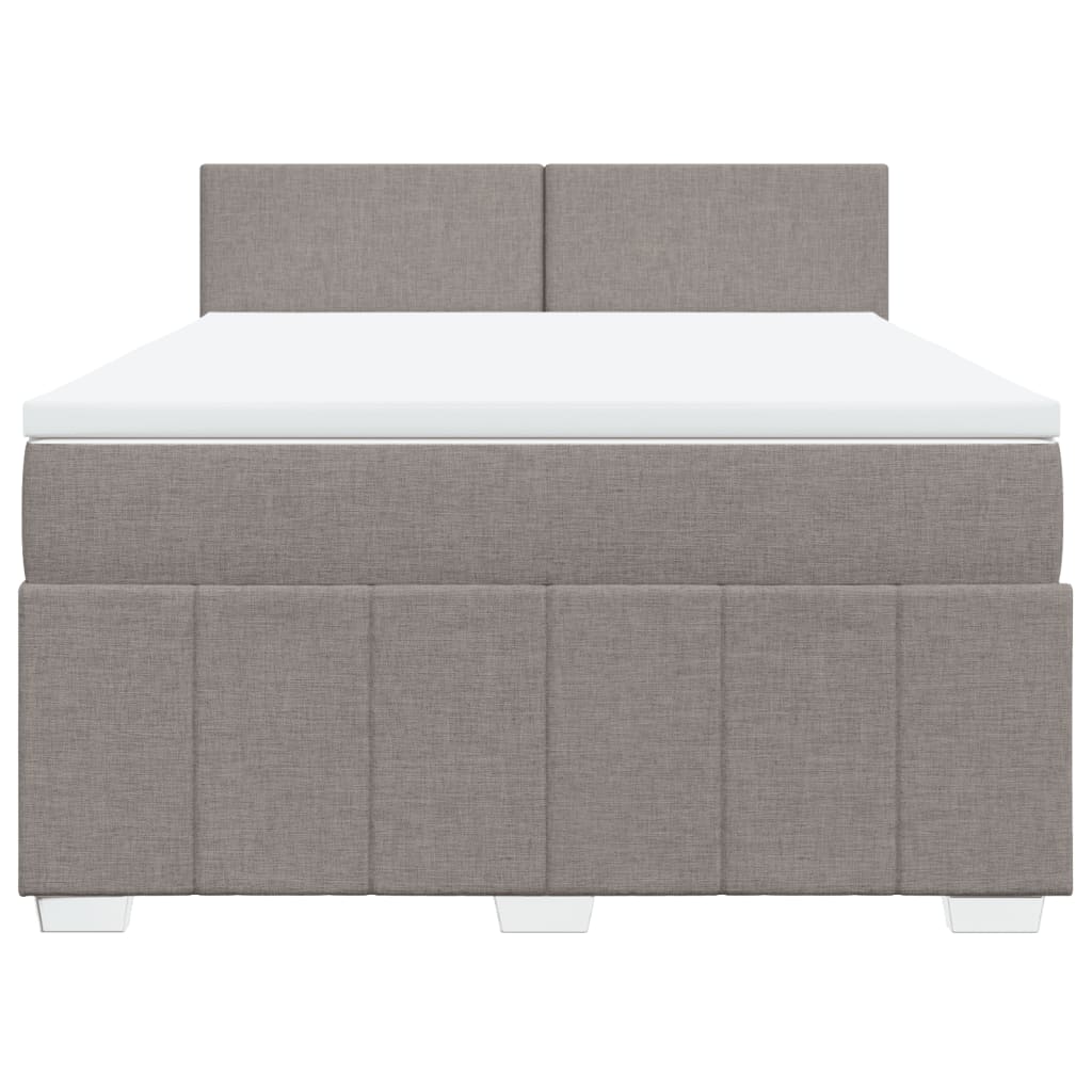 Κρεβάτι Boxspring με Στρώμα Taupe 140x190 εκ. Υφασμάτινο - Pakobazaar