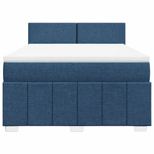 Κρεβάτι Boxspring με Στρώμα Μπλε 140x190 εκ. Υφασμάτινο