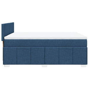 Κρεβάτι Boxspring με Στρώμα Μπλε 140x190 εκ. Υφασμάτινο