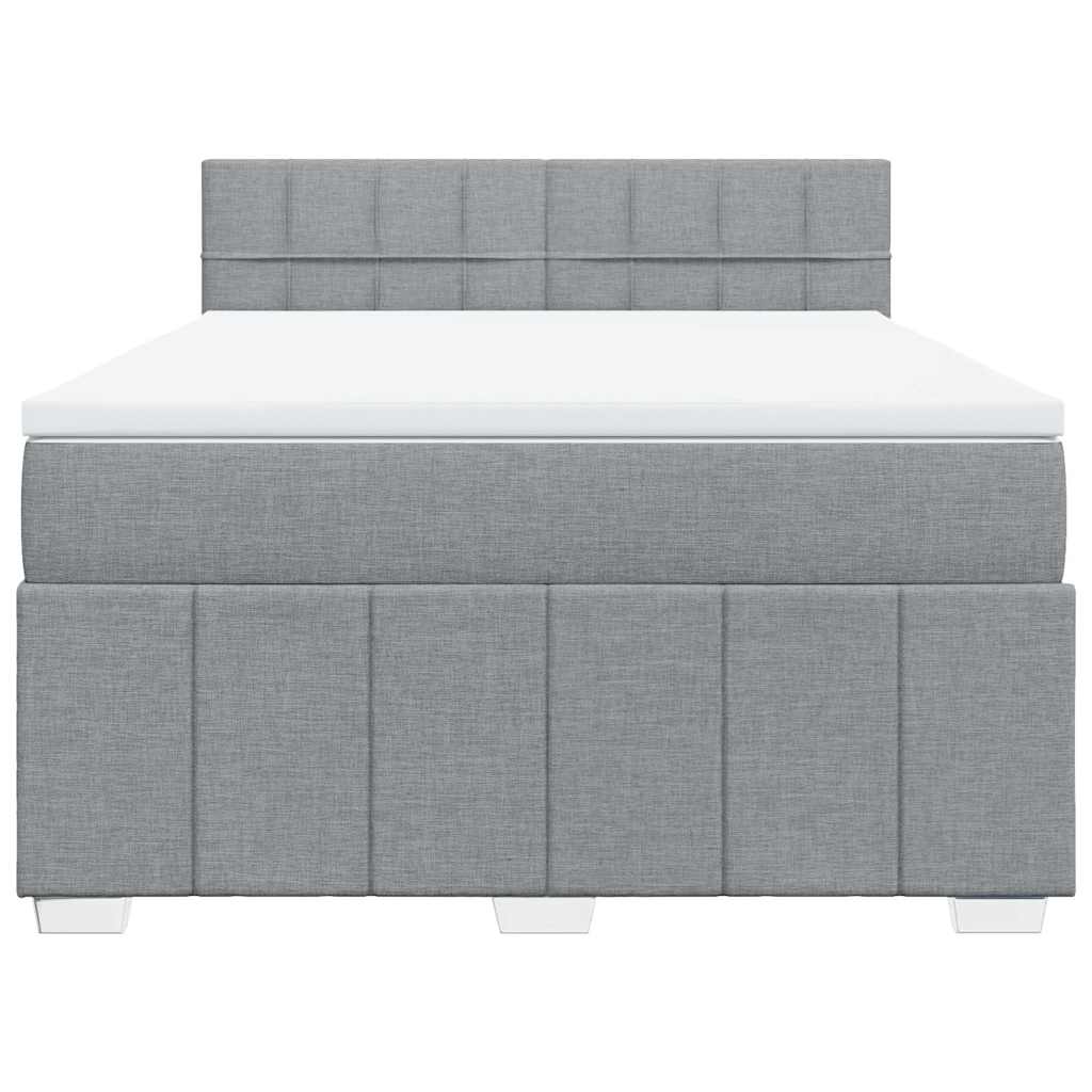 Κρεβάτι Boxspring με Στρώμα Ανοιχτό Γκρι 140x190 εκ. Υφασμάτινο - Pakobazaar
