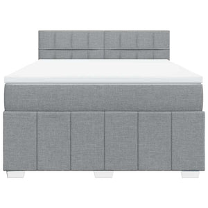 Κρεβάτι Boxspring με Στρώμα Ανοιχτό Γκρι 140x190 εκ. Υφασμάτινο - Pakobazaar