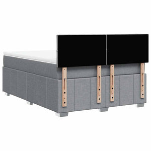 Κρεβάτι Boxspring με Στρώμα Ανοιχτό Γκρι 140x190 εκ. Υφασμάτινο - Pakobazaar