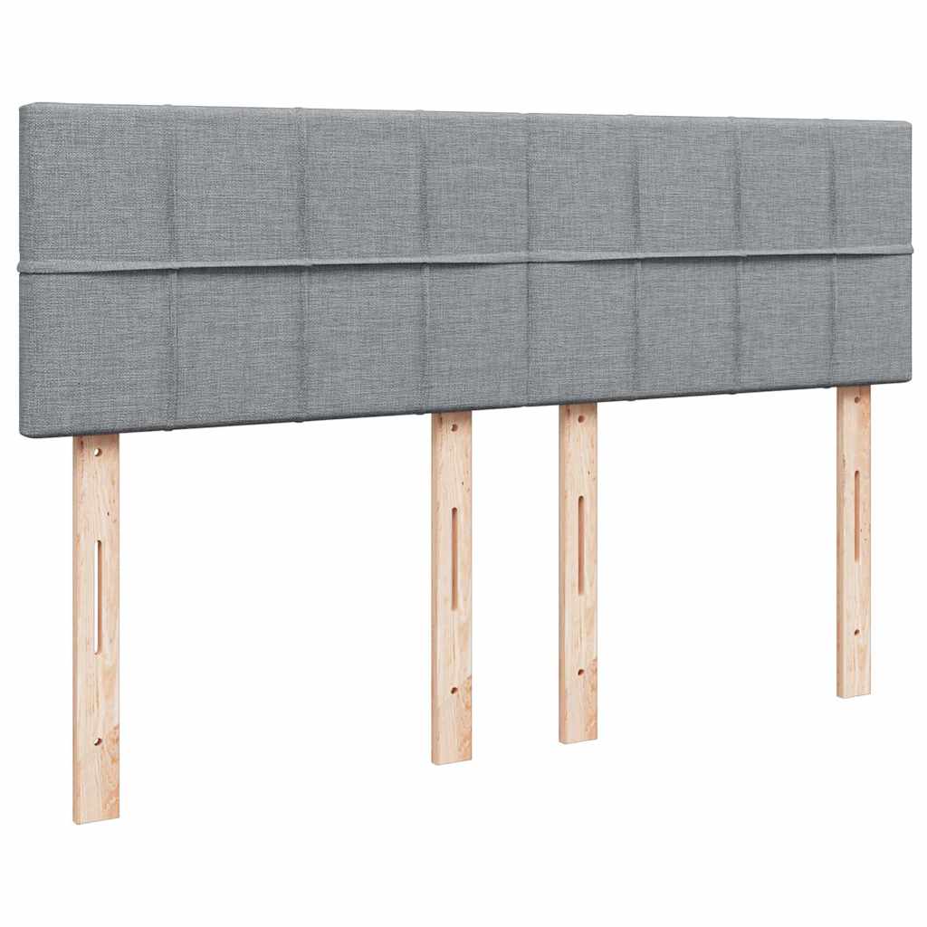 Κρεβάτι Boxspring με Στρώμα Ανοιχτό Γκρι 140x190 εκ. Υφασμάτινο - Pakobazaar