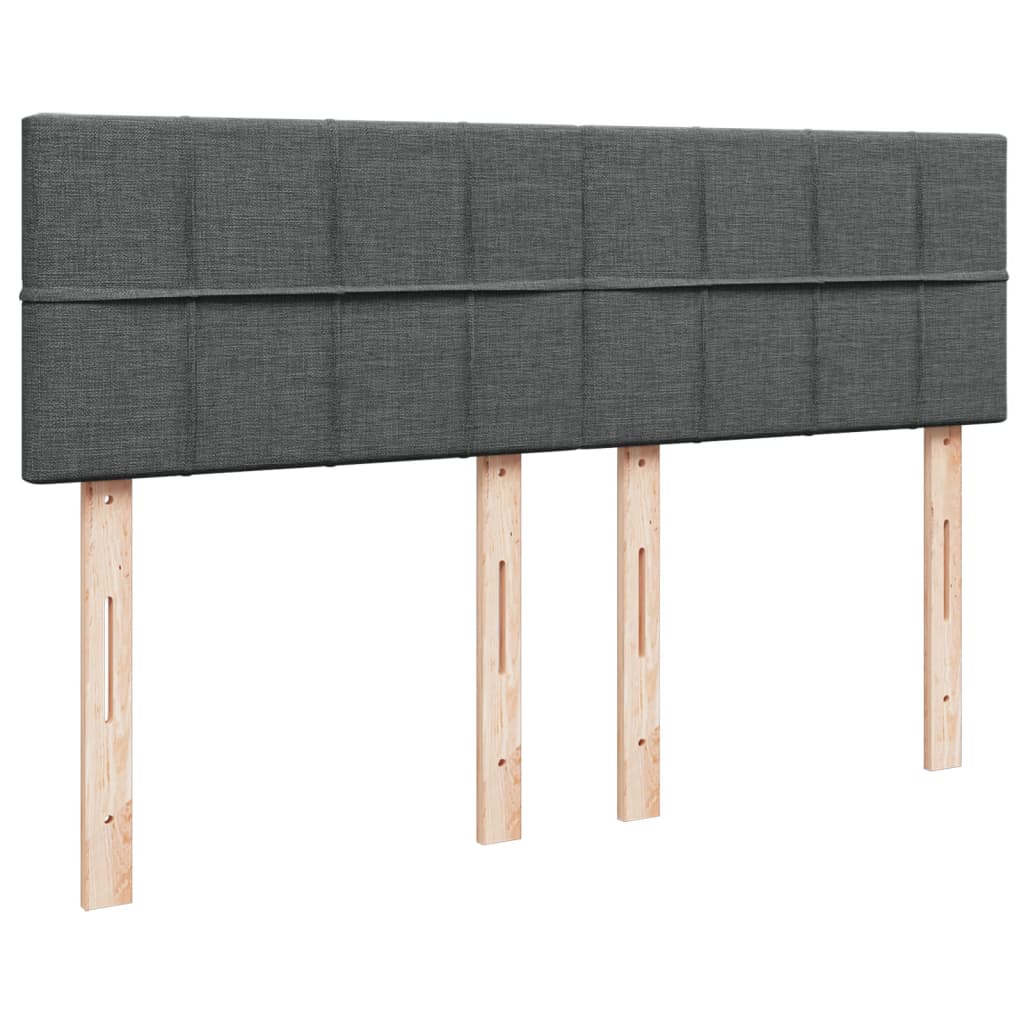 Κρεβάτι Boxspring με Στρώμα Σκούρο Γκρι 140x190 εκ. Υφασμάτινο - Pakobazaar