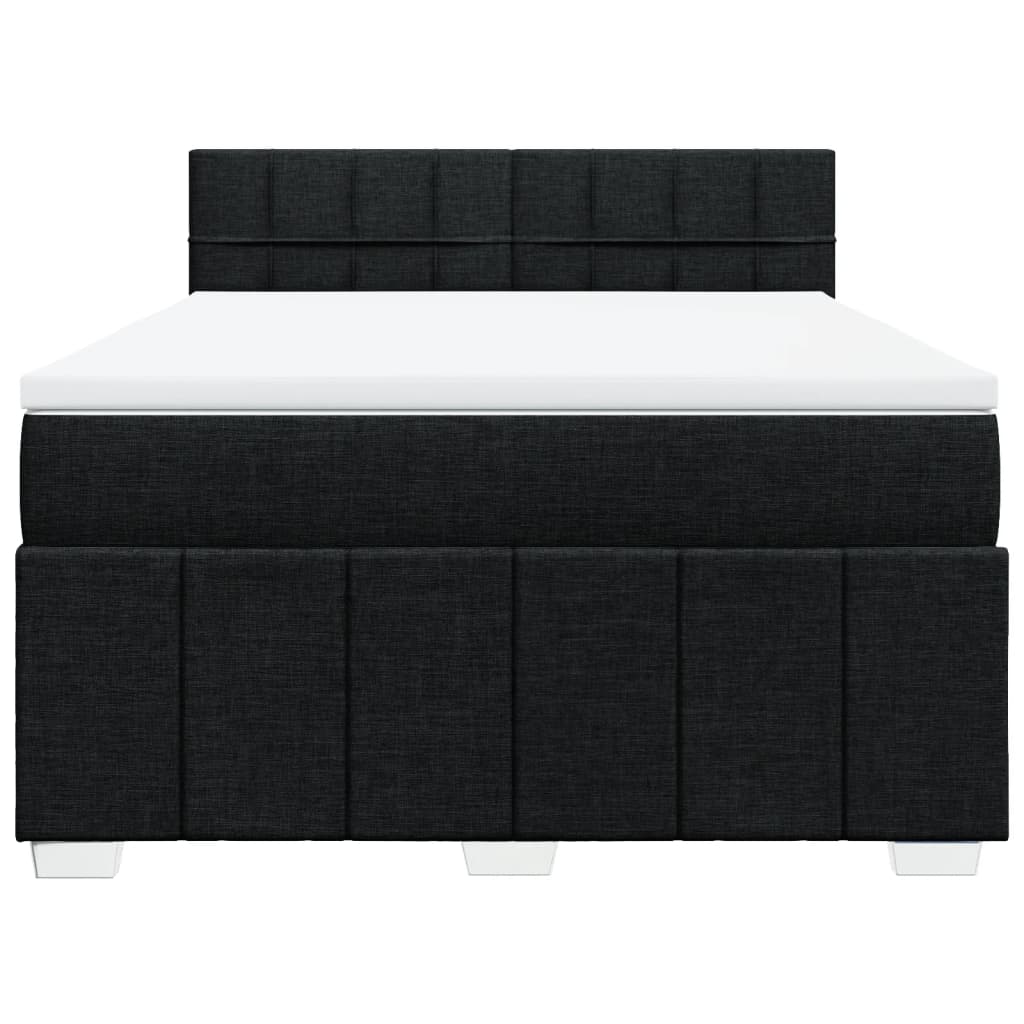Κρεβάτι Boxspring με Στρώμα Μαύρο 140x190 εκ. Υφασμάτινο - Pakobazaar