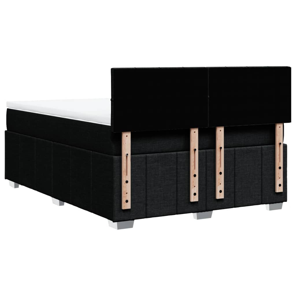 Κρεβάτι Boxspring με Στρώμα Μαύρο 140x190 εκ. Υφασμάτινο - Pakobazaar