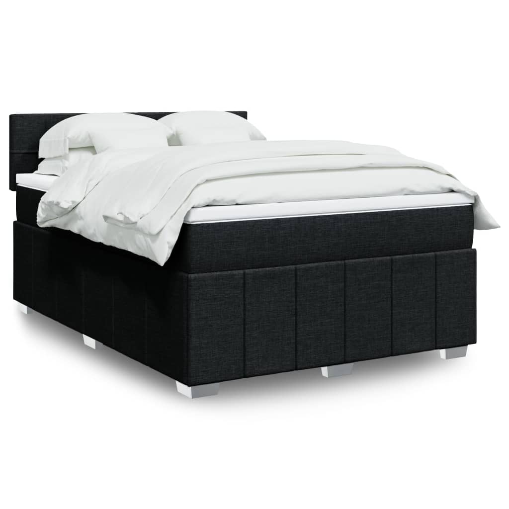 Κρεβάτι Boxspring με Στρώμα Μαύρο 140x190 εκ. Υφασμάτινο - Pakobazaar