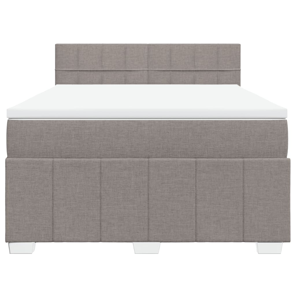 Κρεβάτι Boxspring με Στρώμα Taupe 140x190 εκ. Υφασμάτινο - Pakobazaar