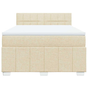 Κρεβάτι Boxspring με Στρώμα Κρεμ 140x190 εκ. Υφασμάτινο - Pakobazaar