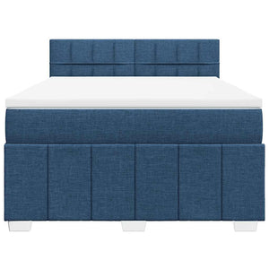 Κρεβάτι Boxspring με Στρώμα Μπλε 140x190 εκ. Υφασμάτινο - Pakobazaar