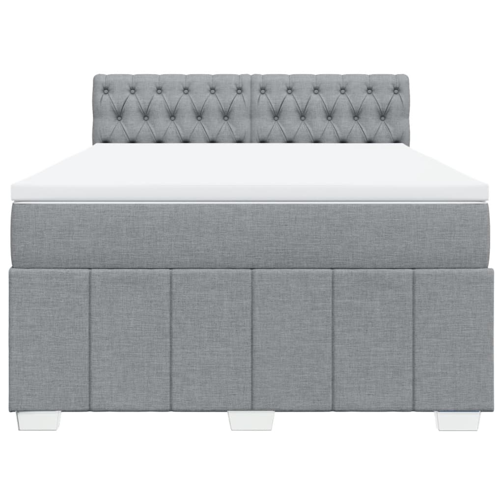 Κρεβάτι Boxspring με Στρώμα Ανοιχτό Γκρι 140x190 εκ. Υφασμάτινο - Pakobazaar