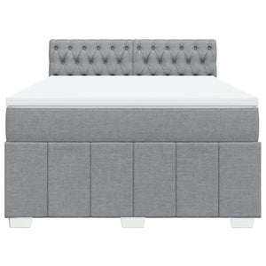 Κρεβάτι Boxspring με Στρώμα Ανοιχτό Γκρι 140x190 εκ. Υφασμάτινο - Pakobazaar