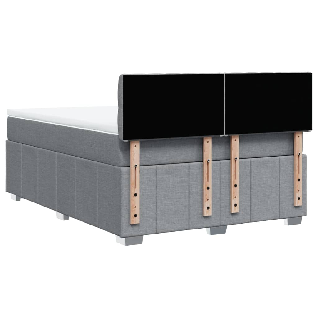 Κρεβάτι Boxspring με Στρώμα Ανοιχτό Γκρι 140x190 εκ. Υφασμάτινο - Pakobazaar