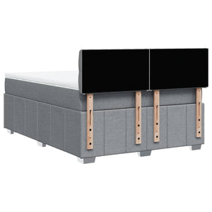 Κρεβάτι Boxspring με Στρώμα Ανοιχτό Γκρι 140x190 εκ. Υφασμάτινο - Pakobazaar