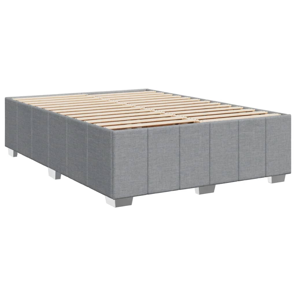 Κρεβάτι Boxspring με Στρώμα Ανοιχτό Γκρι 140x190 εκ. Υφασμάτινο - Pakobazaar